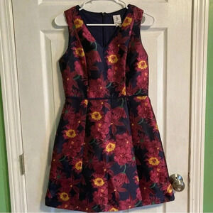 Julia Jordan dark blue magenta floral sleeveless dress size 4